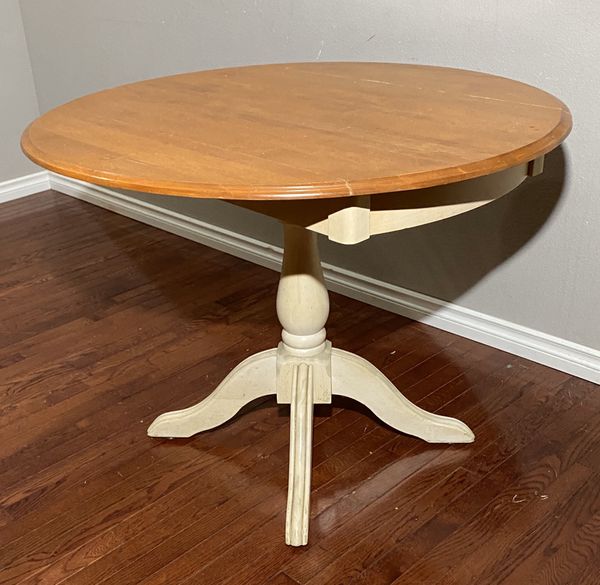 Canadel Solid Wood Round Dining Table w/ Folding Leaves & 2 Chairs Set