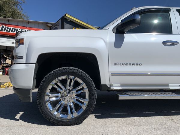 Brand new! 22” Chrome Chevy / GMC Rims And All Terrain Tires 6 Lug ...