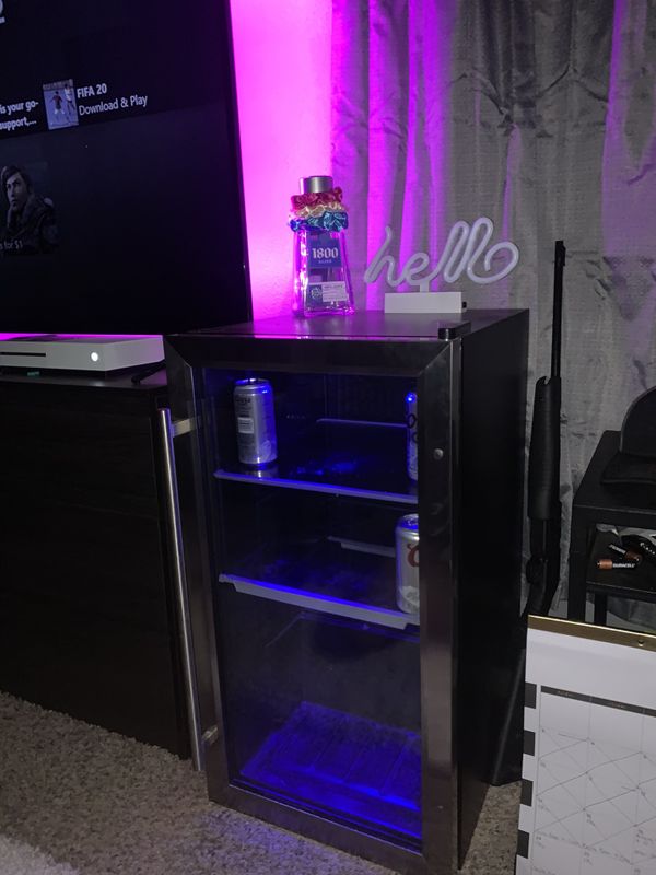Mini fridge with blue light for Sale in SIENNA PLANT, TX OfferUp