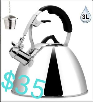 Stainless Steel Hot Water Kettle for Stovetops with Silicone Handle Tea Infuser Blue Secura Whistling Tea Kettle Silicone Trivets Mat 2.3 Qt Tea Pot