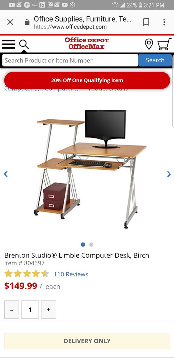 Brenton Studio Limble Computer Desk With Pullout Keyboard Tray