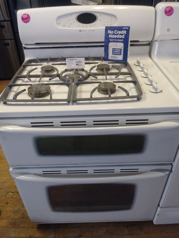 Maytag white 5 burner double oven gas stove for Sale in Cleveland, OH