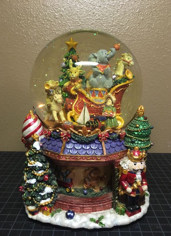 Musical Snow Globe Snowdome Rotating Carousel with Light Christmas Toys