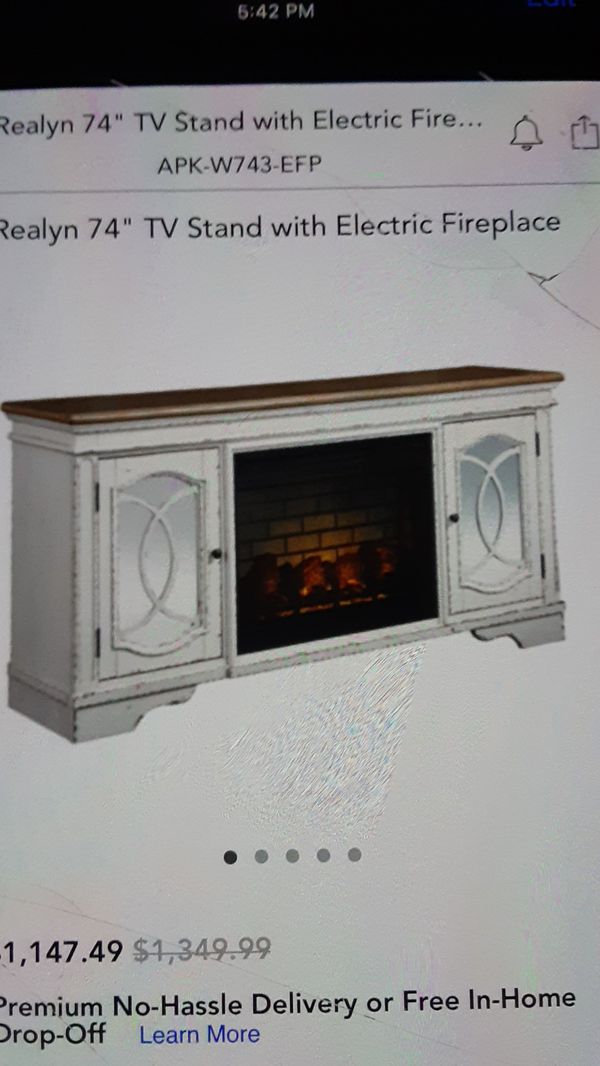 Realyn 74" TV Stand with Electric Fireplace for Sale in Riverside, CA
