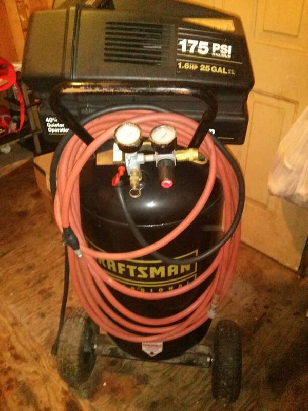 Craftsman. 175 psi air compressor. 1.6 hp. 25 gallon tank. Black. Used