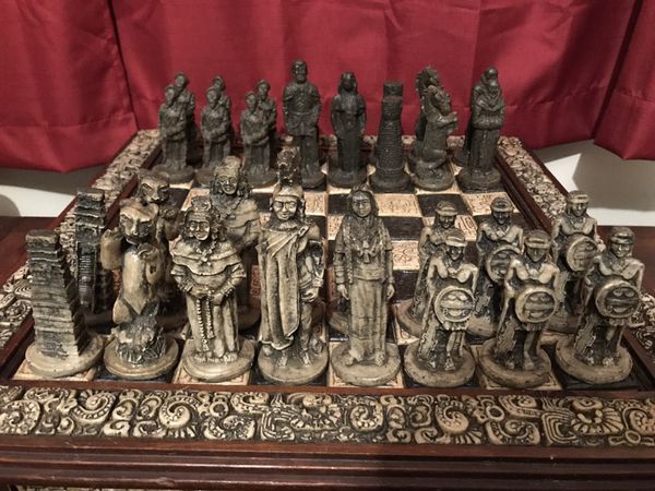 Vintage Mayan Aztec vs Spanish conquistador stone chess set for Sale in ...