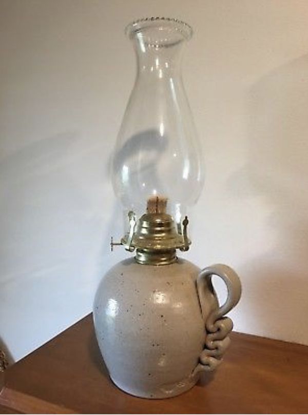 Salmon Falls Pottery Blueberry Basket Oil Lamp Stoneware Salt Glazed