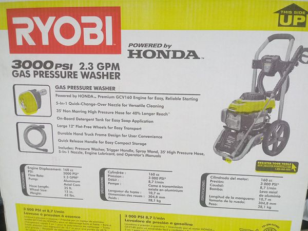 ryobi 3000 psi pressure washer 2.3 gpm