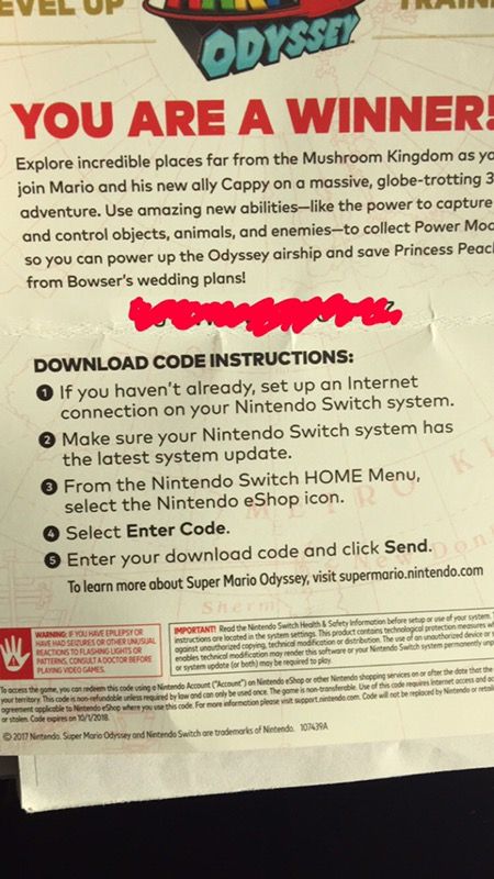 super mario odyssey free code