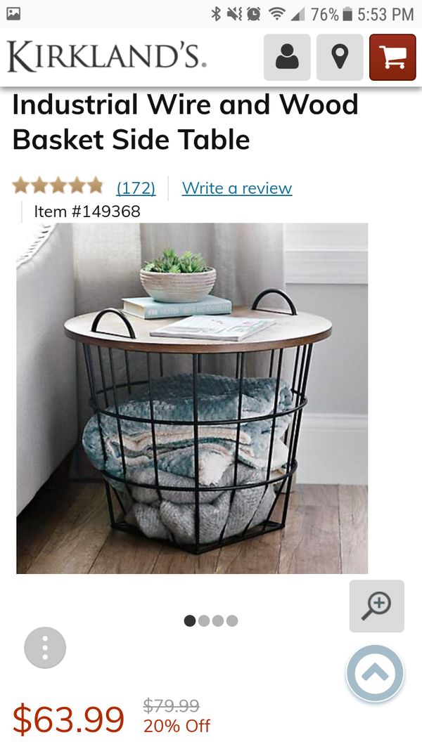 Kirklands Industrial Wire And Wood Basket Side Table For In Texas City Tx Offerup
