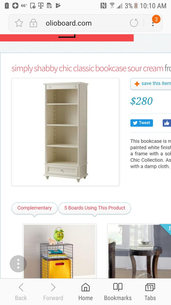 Simply Shabby Chic Classic Bookcase Sour Cream From Target For 180sold