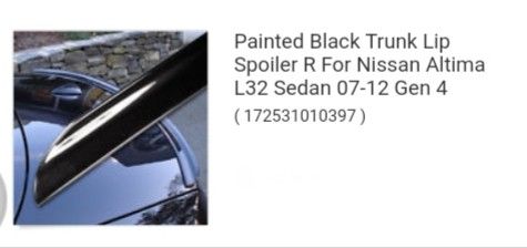 Painted Black Trunk Lip Spoiler R For Nissan Altima L32 Sedan 07-12 Gen 4