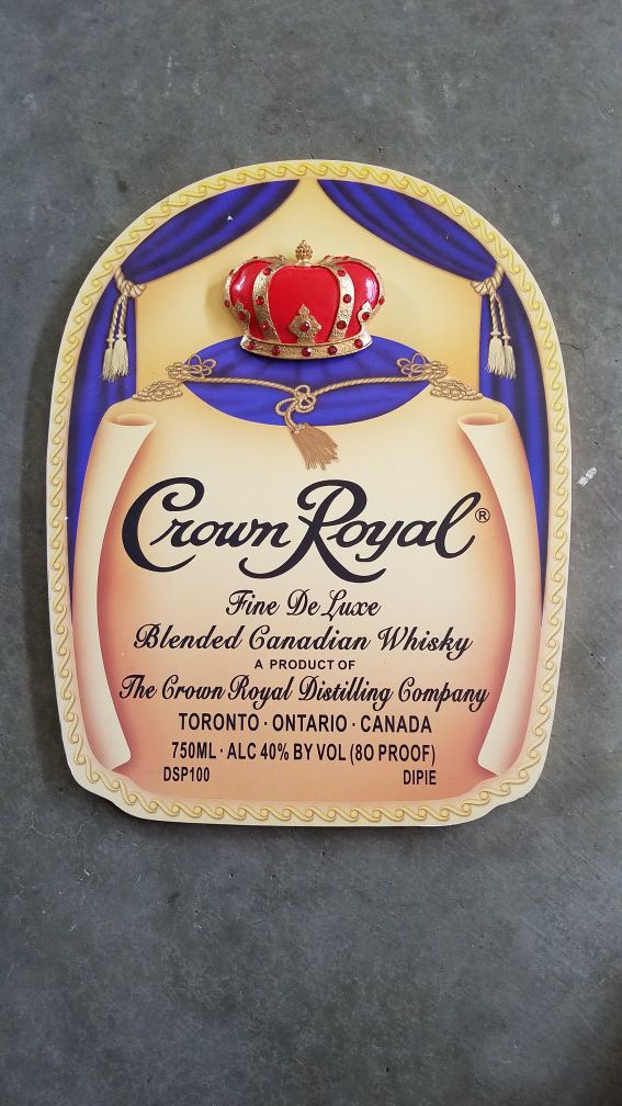 Vintage Crown Royal Bottle Bag Label 3D Jeweled Crown Wood ...