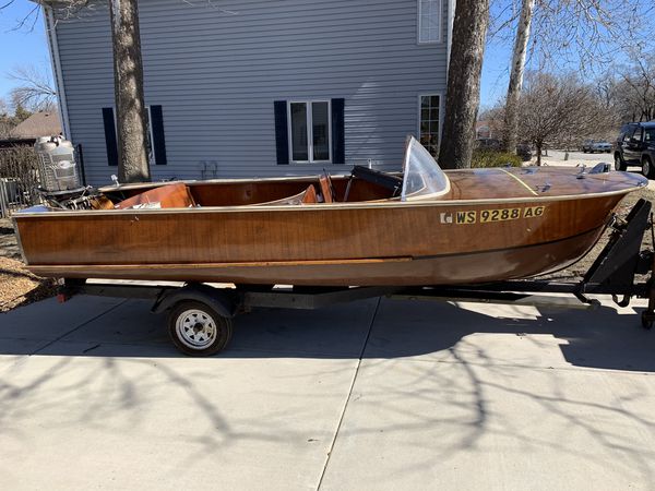 wood runabout with aluminum trailer
