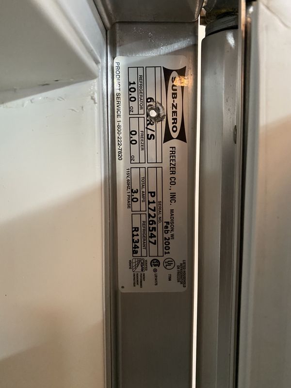 Sub zero 601R 36” all fridge refrigerator. Timeless stainless steel