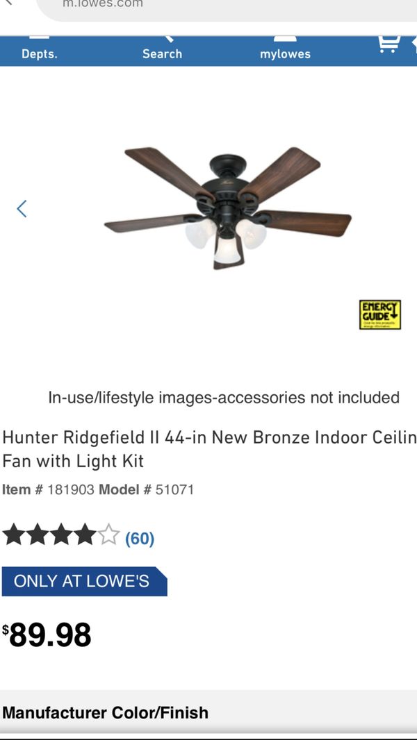 Hunter Ceiling Fan Model Number 51071 For Sale In West Valley City