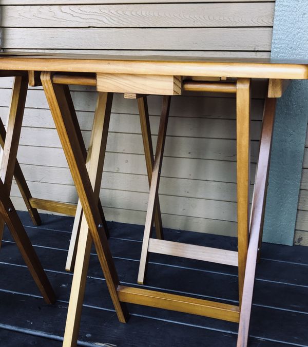 Solid wood TV trays with stand for Sale in Redmond, WA OfferUp