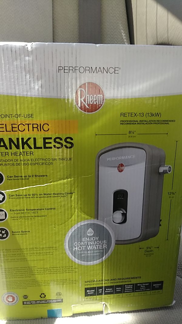 Rheem retex-13 electric tankless water heater for Sale in Santa Rosa