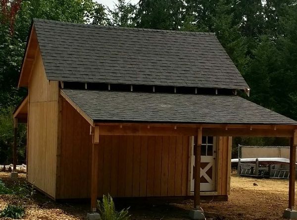 12x16 shed with 16'x10' lean-tos for sale in olympia, wa