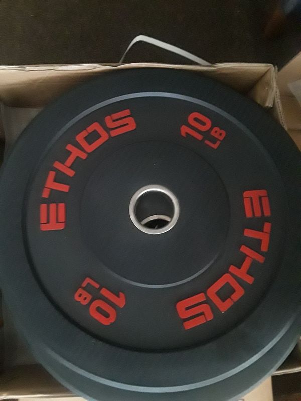 Ethos Olympic Bumper Weights and Barbell for Sale in Hawthorne, CA