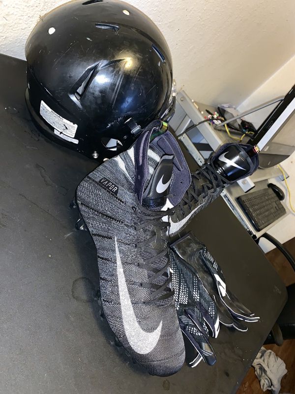 $215 OBO Revo Speed Medium Youth Football Helmet, Black Nike Vapor Untouchable Grip Football ...