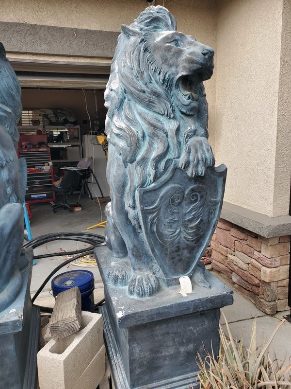 2 concrete lion statues 6ft tall for Sale in Etiwanda, CA OfferUp