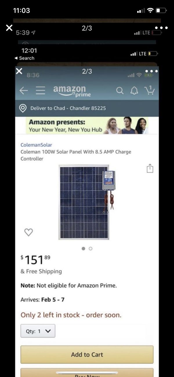 Coleman 100w solar panel w/ 8.5 amp solar charger for Sale ...