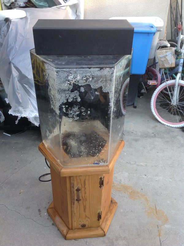 Fish tank, 20 gallon acrylic hexagon tank with light, and