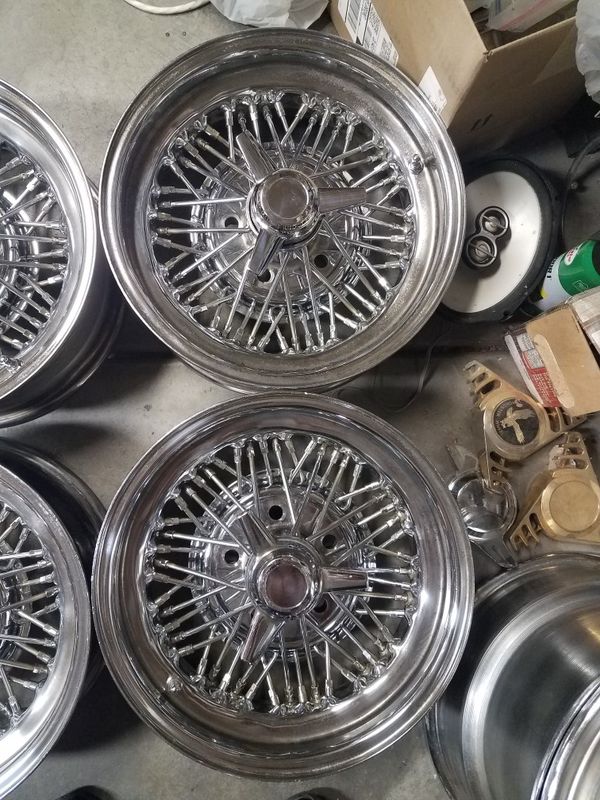 15x6 tru spokes 45 spoke wire rims 5 lug Chevy bolt pattern 5x5 caah or ...