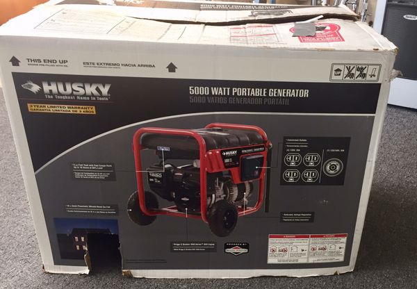 Husky 6250 Gas Power Generator W/5000 Watts. Portable/Emergency Back Up ...