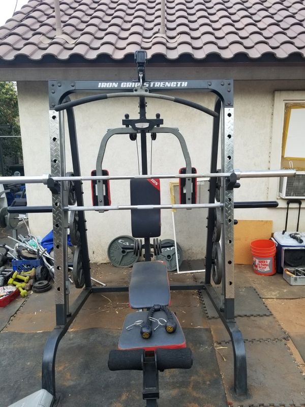 IRON GRIP STRENGTH OLYMPIC SMITH MACHINE WITH OLYMPIC WEIGHTS for Sale