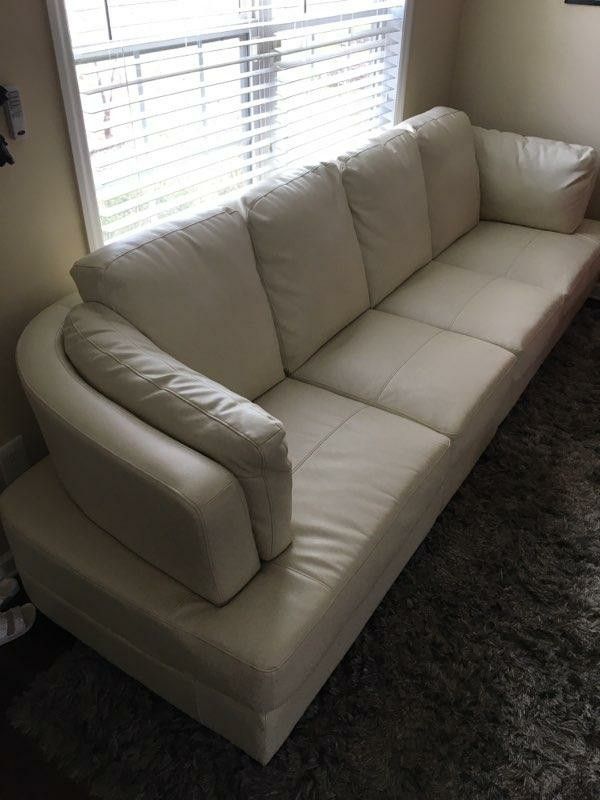 White extra long leather couch for Sale in Creedmoor, NC OfferUp