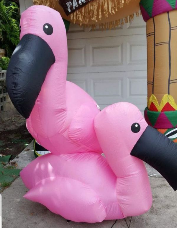 6ft Inflatable Pink Flamingos Yard / Lawn Beach Luau Decoration with