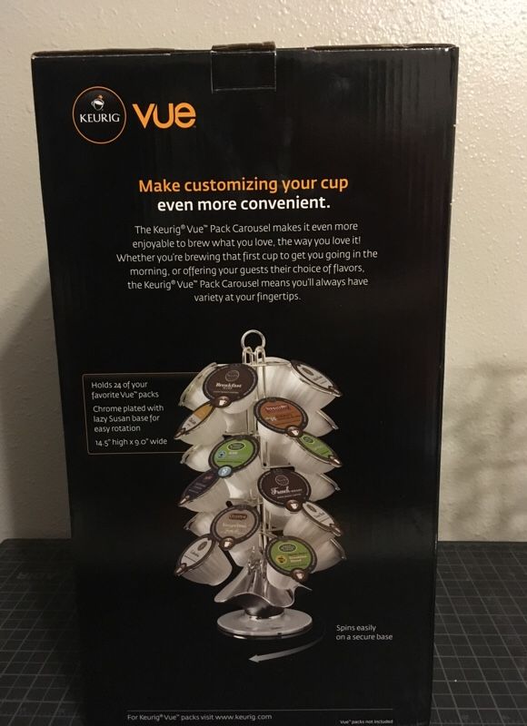 Keurig VUE 24 Coffee Pack Holder Chrome Lazy Susan CAROUSEL New In Box
