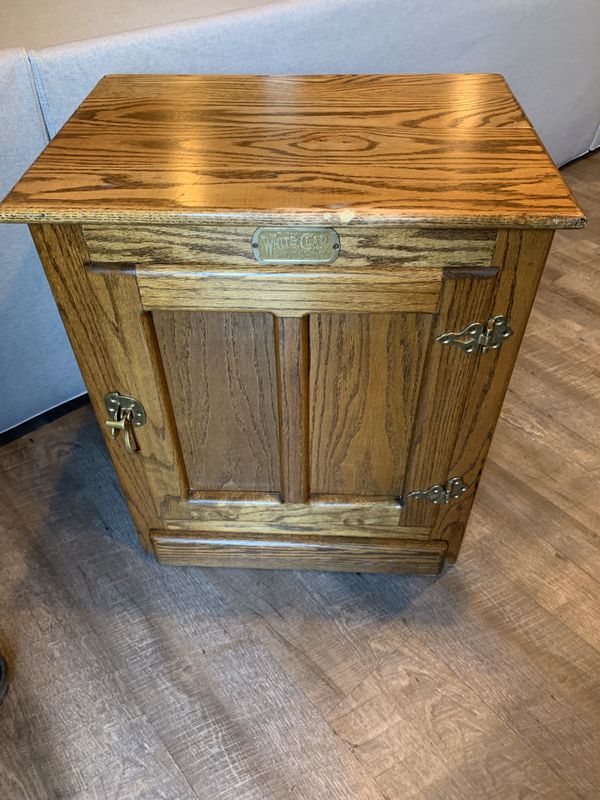 Antique White Clad Oak Ice Box Night Stand End Table for Sale