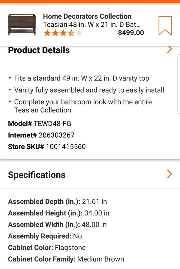 Home Decorators Collection Teasian 48 In W X 21 D Bathroom 329