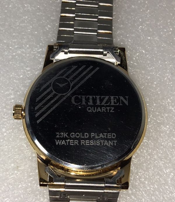 citizen quartz 23k gold plated water resistant