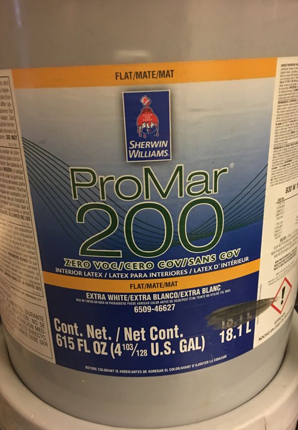 Sherwin Williams and Benjamin Moore paint and primer. 5 gallon buckets and 1 gallon cans