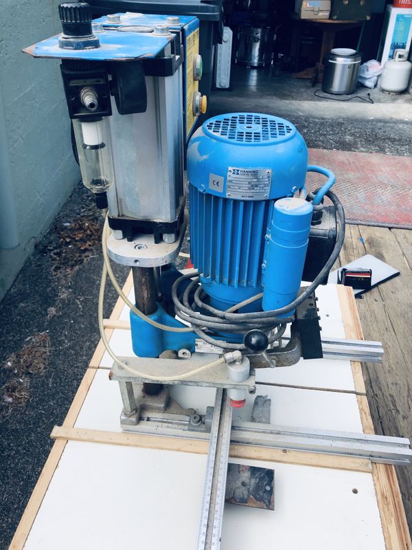 Hettich Blue Max Mini PM Pneumatic Hinge Boring Machine 230V/1Ph, Used