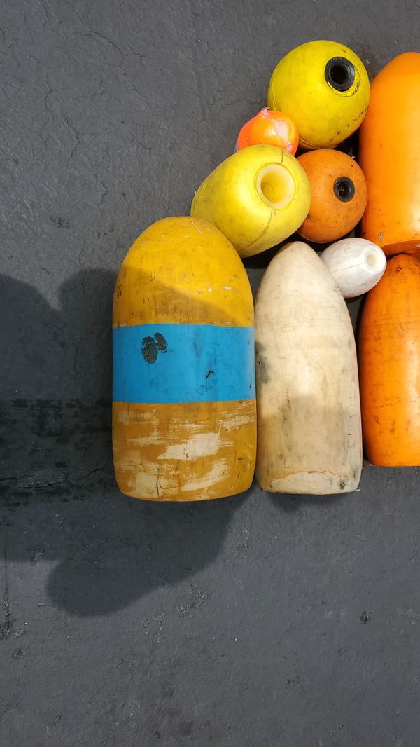 Vintage old good buoys floats spongex smi buoylong derby fishing boat