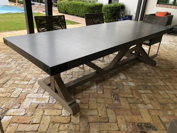 Restoration Hardware concrete teak outdoor dining table ...