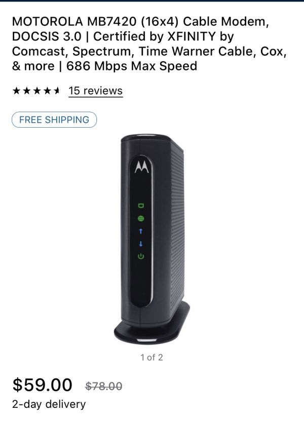 Motorola,MB7420-10,Cable Modem 16x4 686mbps DOCSIS 3.0 for Sale in