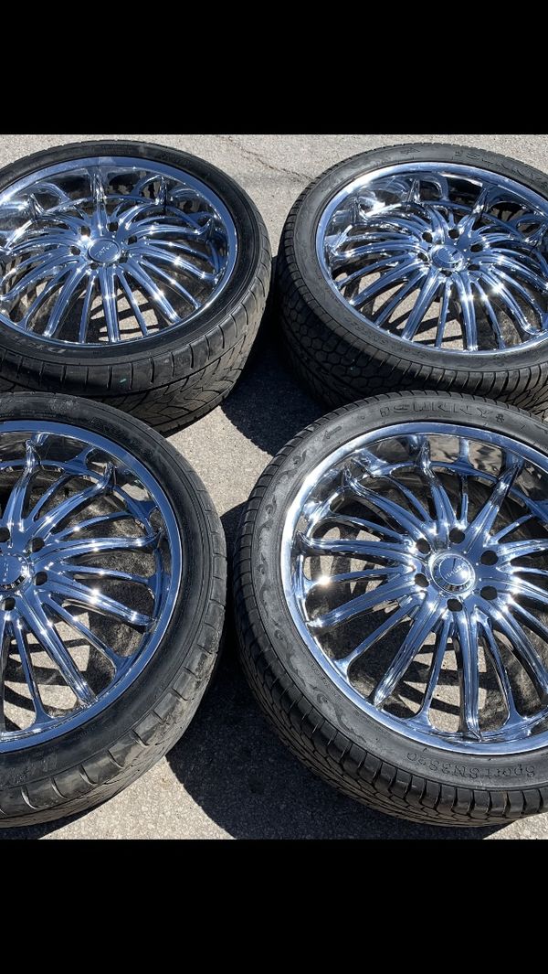 24” chrome Rims and Tires 24 Wheels 24s Rines y Llantas 6 Lug Universal ...