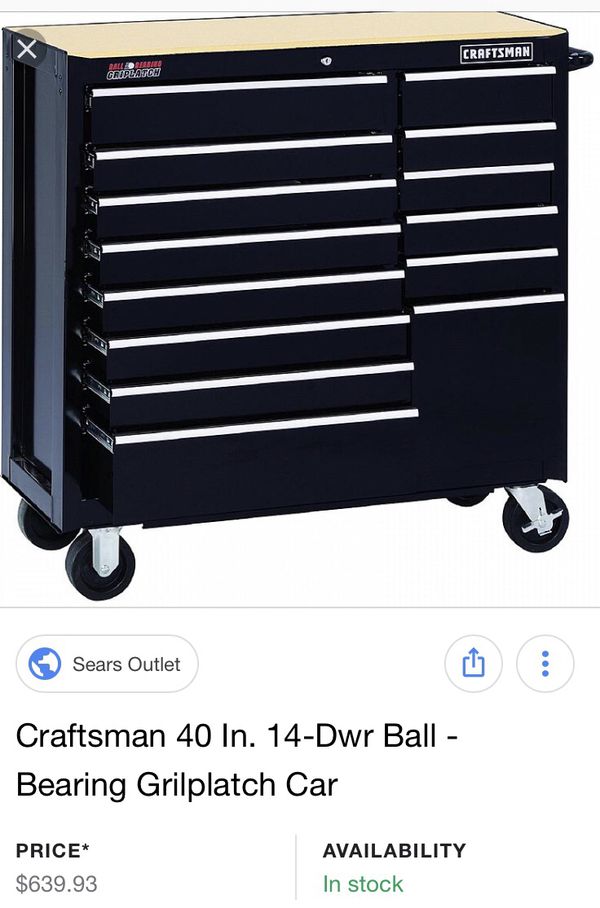 Craftsman 40 In 14 Drawer Ball Bearing Grip Latch Tool Box For
