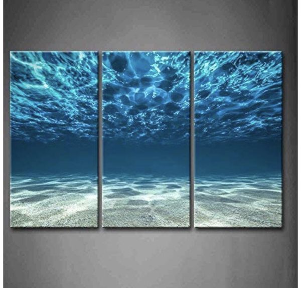 Blue Ocean Sea Wall Art 3 Panels Canvas Decor Poster Artwork Prints