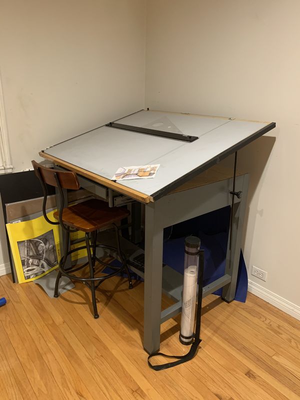 Mayline drafting table with mayline parallel bar for sale in los