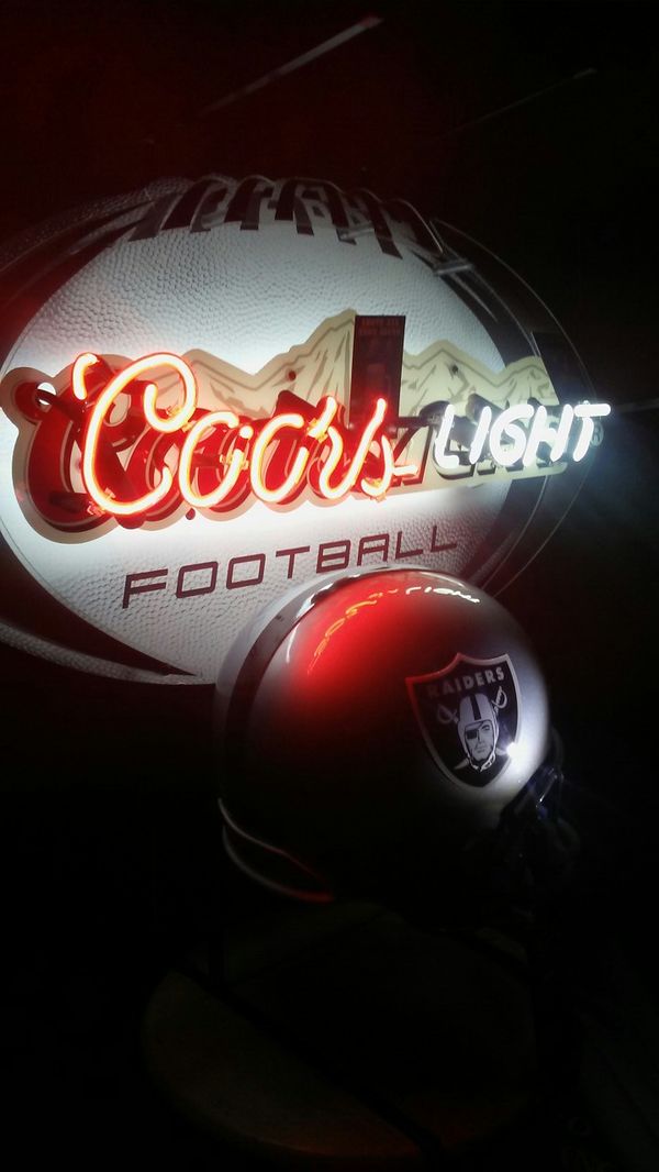 COORS LIGHT RAIDERS HELMET NEON SIGN . DODGERS BOBBLEHEADS AVAILABLE