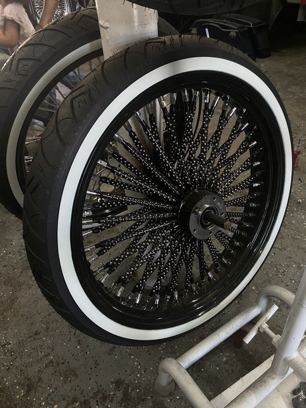 Harley Davidson Rims White wall twisted diamond fat smooth traditional ...