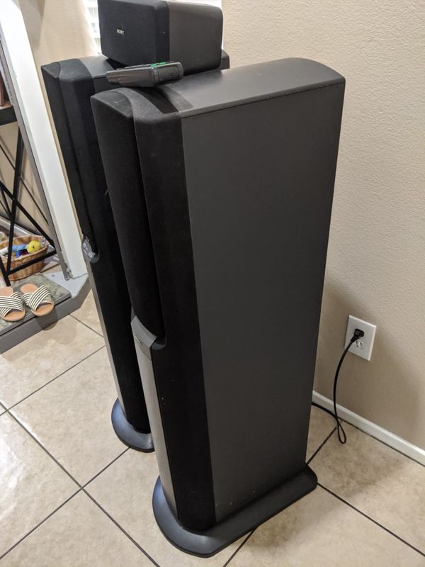 "SONY" TOWER SPEAKERS WITH SUBWOOFERS AND BUILT IN AMP. IN GOOD
