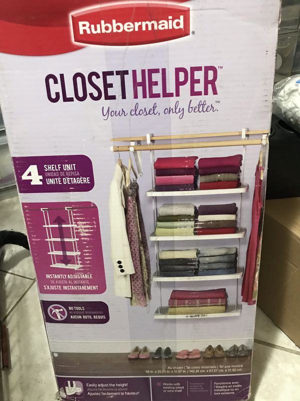 Rubbermaid Closet Helper 4 Shelf Unit Organizer Storage for Sale in